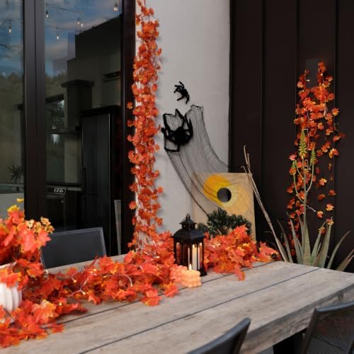 CQURE 72 Pack Fall Leaf Garland, Total 504 Ft Artificial Fall Maple Leaves Autumn Vines Garland Thanksgiving Decor for Home Fireplace Party - Image 5