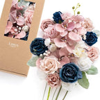 Ling's moment Artificial Pink Flowers Combo, Dusty Rose & Navy, Deluxe by LingsMoment