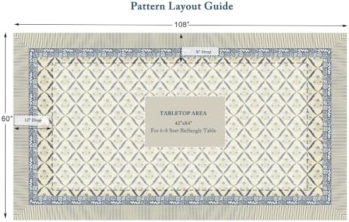 Vintage Floral Rectangle Tablecloth 60x108 Inch Blue Lattice - Image 3