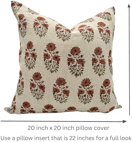 Linen Throw Pillow Covers 20x20 inch sage Terracotta Beige Decorative Pillow Covers for Living Room, Bedroom Farmhouse Decor - Image 4
