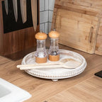 Round Wooden Trays for Decor - Beaded Round Decorative Tray - Image 4