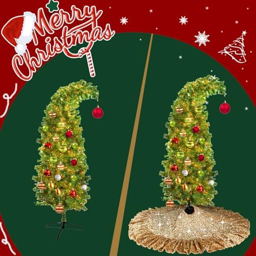 Gold Tree Skirt Sequin Ruffled Christmas Tree Skirt 45 Inch - Image 6