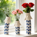 Cute Family Face Vases Set of 3-Unique Ceramic Bud Vases for Small Flower by MOUGIGI