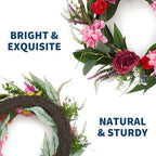 22in Faux Peony Spring Summer Wreath and Bouquets Set, Realistic Artificial Floral Door Wreath with Real Rattan Base, Includes 2 Matching Bouquets, Fake Flower for Spring Front Home, Mother's Day - Image 6