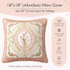 Vintage Pink Floral Pillow Cover 18x18, Tulip Garden - Image 6