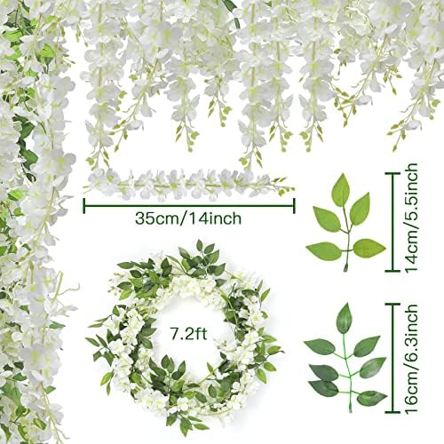 U'Artlines 10Pcs 7.2 Ft/Piece Artificial Wisteria Garland White - Image 3