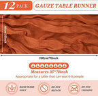 YMHPRIDE 12 Pack Cheesecloth Table Runner 35x70in Terracotta Table Runner - Image 2