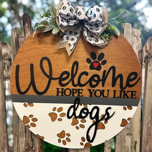 Wood front door sign Wood sign Home decor Welcome sign Sign for front door House warming gift Wedding gift (Dog Paw dogs-DS026(A8) S003, 22" Width) - Image 2