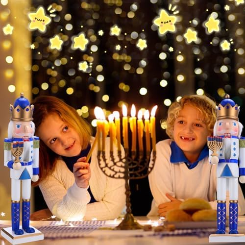 Blosssound 16" Hanukkah Nutcracker Decoration Wooden Jewish Figure, Menorah - Image 6