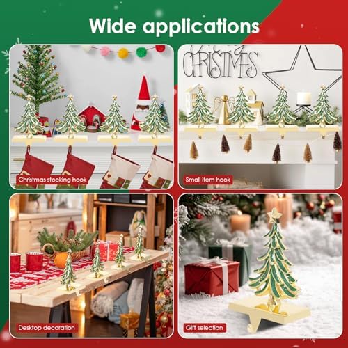 Christmas Stocking Holders for Mantle Set of 4 Green Xmas Tree - Image 5