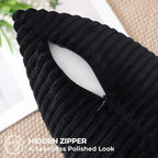 Mecatny Corduroy Decorative Throw Pillow Covers 24x24 Set of 2 Black - Image 4