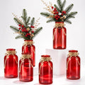 6 Pack Mason Jar Vases for Centerpieces, Dark Red Glass Flower Vase by LEYIQU