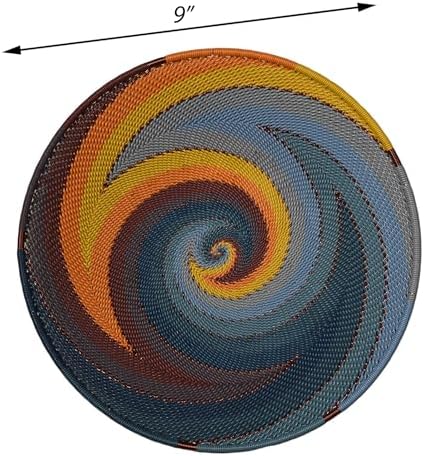 Fair Trade Zulu Telephone Wire 9" Platter Bowl, Cove Multicolor, Handwoven by African Makers, Each One Varies - Image 6
