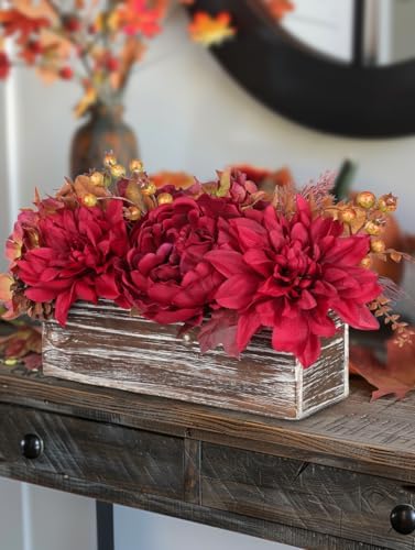 DILATATA Fall Decor Autumn Harvest Floral Centerpiece with Artificial Peony Chrysanthemum Hydrangea Flowers Berries Arrangement for Thanksgiving Party Mantel Fall Decor - Image 6