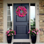 Bougainvillea Artificial Wreaths for Front Door Spring Summer Faux Silk Bougainvillea Wreath Fake Bougainvillea Flowers for Porch Wedding Home Wall Festival Indoor Outside Decor (Hot Pink) - Image 2