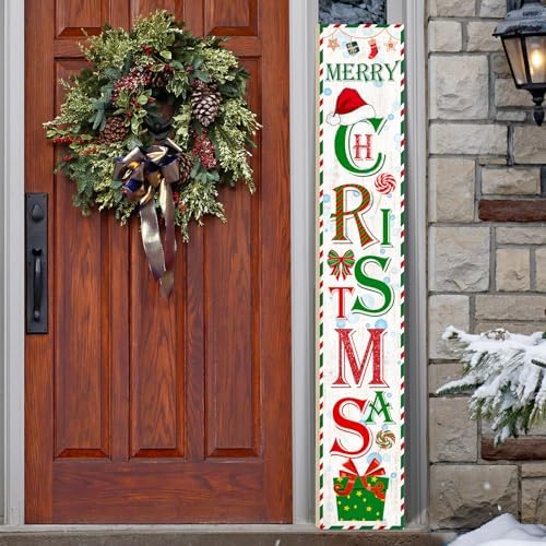 Welcome Porch Sign, Wooden, 47.2", Outdoor Front Door, Santa - Image 7