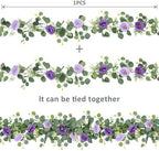 TOCHGREEN 4 Pack Artificial Eucalyptus Flower Garland with Purple Roses - Image 4