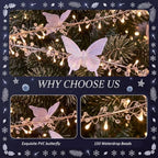 Retisee Crystal Christmas Tree Decor Acrylic Garland, Clear, Butterfly - Image 5