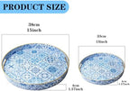 Serving Trays Set of 2, Decorative Plastic Serving Trays with Handles, 15" & 13" Round Tray Party Tray for Food, Coffee Table, Ottoman, Bathroom, and Living Room (Round Blue Moroccan) - Image 5