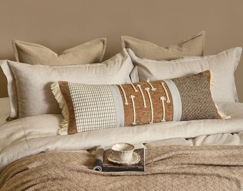 Burnt Orange Boho Lumbar Pillow Cover 14x36 Inches - Image 2
