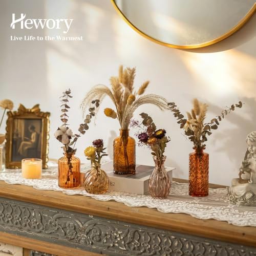 Hewory Small Bud Vases Bulk: 25Pcs Glass Amber Flower Vases for Centerpiece - Image 4