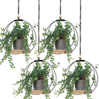 Geelin 4 Pcs Hanging Plant Holder with Wood Base Window Planter Boho, Khaki by Geelin