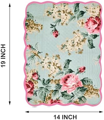 English Garden Luxury Handcrafted Placemats (Reversible) Cotton Quilted Fabric Machine Washable – Set of 6 – Elegant Home Decor – 14 x 19 inches - Bloom Collection - Image 4