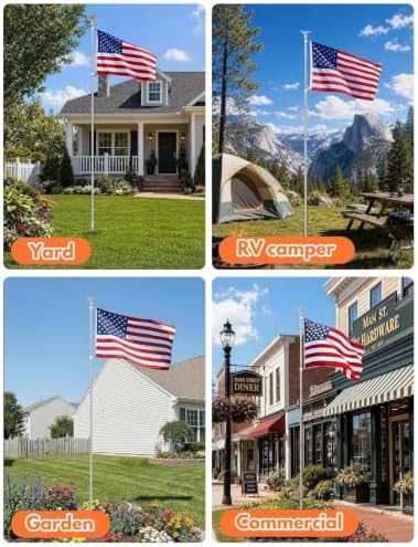 LETSTRY 10 FT In-Ground Flag Pole for Outside House, Heavy Duty Wind Resistant Flagpole with Upgraded 5-Prong Base,Portable Mount Flapoles Kit for Yard, Garden Decor, Residential Commerical, Silver - Image 7