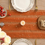 Artoid Mode 6PC Gold Stars Caramel Gauze Table Runner 120 Inch 10FT, Reversible Glitter Sheer Dining Wedding Holiday Birthday Table Decor for Home Party - Image 4