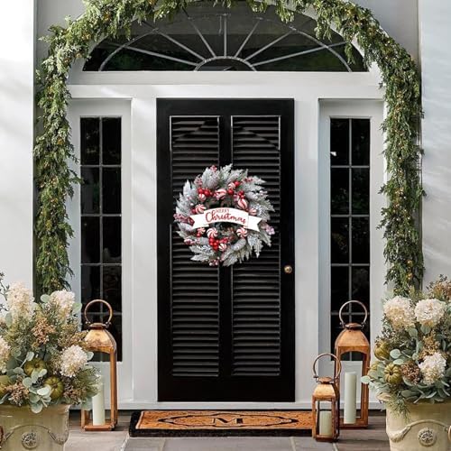 24 Inch Artificial Christmas Wreath for Front Door with Balls Berries Frost Pine Needles Pine Cones Christmas Decorations for Indoor Outdoor Wall Window Home Holiday Xmas Decor - Image 5