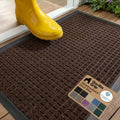 GORILLA GRIP WeatherMAX Door Mat, Indoor Outdoor, 29x17, Dark Brown Squares by GorillaGrip