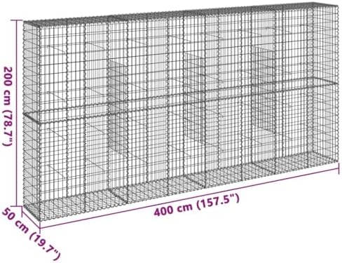 vidaXL Gabion Basket with Cover 157.5"x19.7"x78.7" Galvanized Iron - Image 3