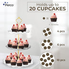 Perco 3 Tier Ceramic Cupcake Stand for 20 Cupcakes – Tiered Dessert Stand & Serving Tray, Elegant Gold Accent Dessert Table Display Set for Weddings, Birthdays & Events - Image 4