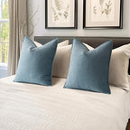 MIULEE Pack of 2 Dusty Blue Euro Shams Chenille Pillow Covers 26x26 Inch - Image 5