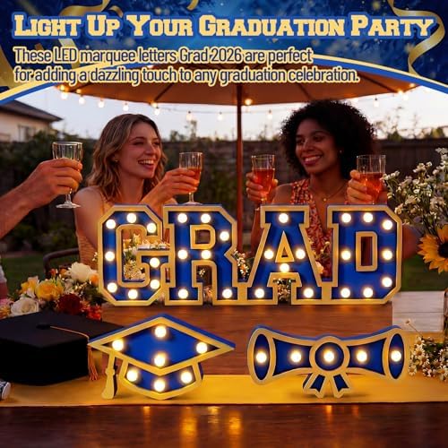Novabright 3 Pcs Blue Graduation Light up Signs 2026, Wooden with LED - Image 3