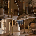 Brass Candle Holder, Candlestick Holders Vintage Hammered Metal Taper Candle Holders Set of 2 Decorative Table Centerpiece for Dining Fireplace Home Decor - Image 4