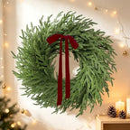 26 Inch Real Touch Norfolk Pine Wreath Christmas Decorations for Front Door, Fake Plants Green Christmas Wreath Home Decor, Xmas Decor Indoor Outdoor for Mantel Fireplace Wall Holiday Winter Decor - Image 6
