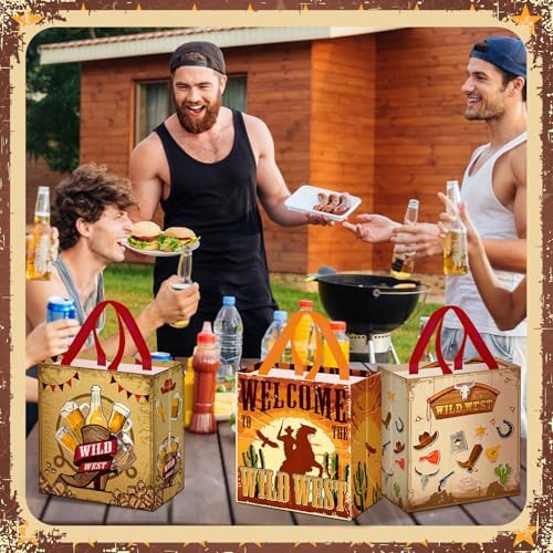 Wesnoy 48 Pcs Western Cowboy Party Gift Bag Bulk with Handle Non Woven Bag - Image 4