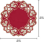 Decozen Set of 12 Doilies for Table, Lace Doilies Rustic Farmhouse Kitchen Dining Table Centerpiece Decor, 15 Inch Gold Burgundy Round Placemats for Home, Valentines Day Gifts, Valentines placemats - Image 6