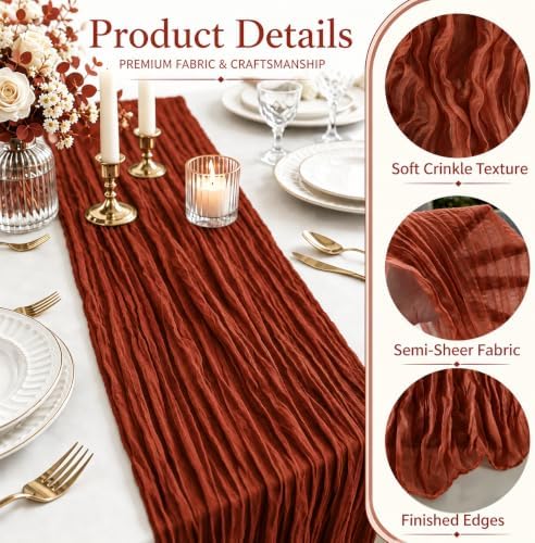 24 Pack Terracotta Cheesecloth Table Runner 17 x 108 Inch Boho Table Runner - Image 2