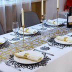 Snowkingdom Pack of 18 Black Placemats Washable Pressed Vinyl Laser Cut Dining Table Mats Round Floral Charger Decoration for Christmas Halloween Thanksgiving Wedding - Image 3