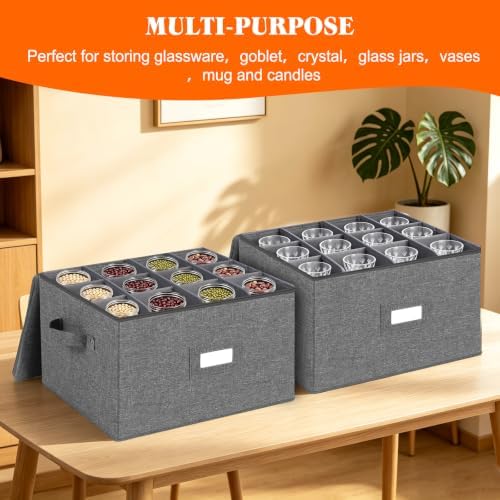 Stemware Storage Containers 2 pack, Wine Glass Storage Box with Dividers - Image 5