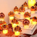 12 PCS Thanksgiving Table Decorations Turkey Tea Lights Candles, Battery Operated Thanksgiving LED Flameless Tealight Candles Thanksgiving Turkey Centerpieces Decorations for Home Indoor Kitchen Party - Image 3