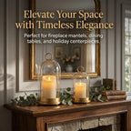 Hurricane Glass Candle Holders, 5"&4" Gold Candle lantern Holders (Include Led Pillar Candles) Hurricane Candle Holder for Adding Vintage Elegance to Home Decor Dining Tables Mantels - Image 5