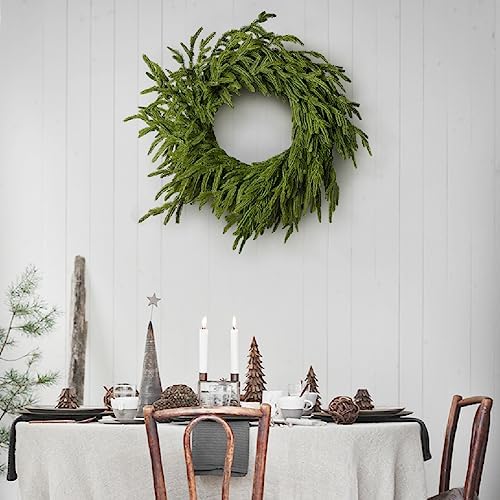Somikis 24 Inch Christmas Wreaths for Front Door Real Touch Norfolk Pine Wreath for Winter Indoor&Outdoor Porch Windows Wall Home Decor, Realistic Wreath for All Seasons - Image 4