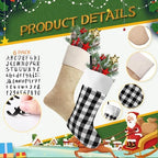 Tatuo 12 Pack Christmas Burlap Stockings Hanging,Light Brown, Black White - Image 4