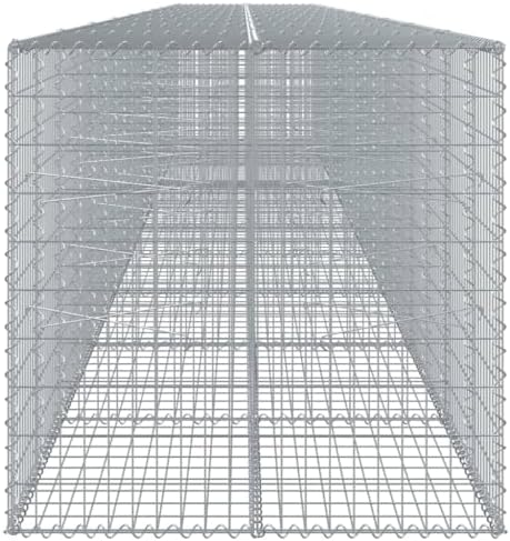 vidaXL Gabion Basket with Cover 393.7"x39.4"x39.4" Galvanized Iron - Image 6