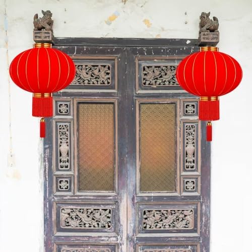 Chinese New Year Lantern, Traditional Spring Festival Hanging Ornament, Flocking Cloth Lantern with Tassels for Lunar New Year - Image 7