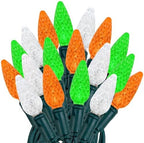 Novelty Lights 24FT 70 LED C6 Green, White, Orange St. Patrick's Day Lights by NoveltyLights-LightExperts