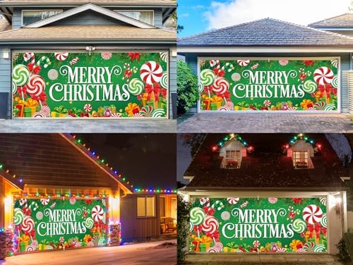 Christmas Garage Door Cover 7x16FT: Garage Merry Christmas Decorations with Bar Magnets & Ropes, Holiday Garage Door Banner Decorative Xmas for Indoor Outdoor with Installation Instructions - Image 7